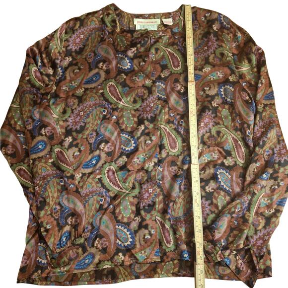 Vintage Jerri Sherman 100% Silk button up top - Picture 1 of 6